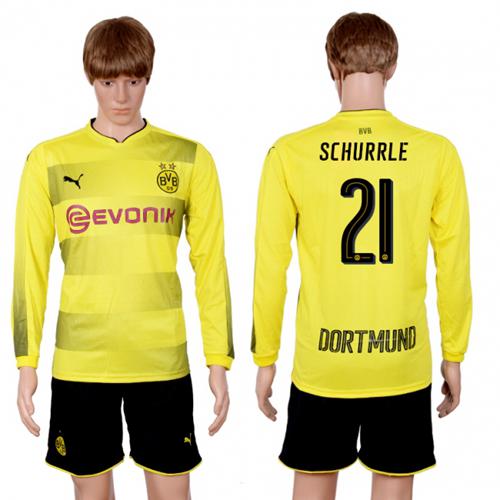 Dortmund #21 Schurrle Home Long Sleeves Soccer Club Jersey